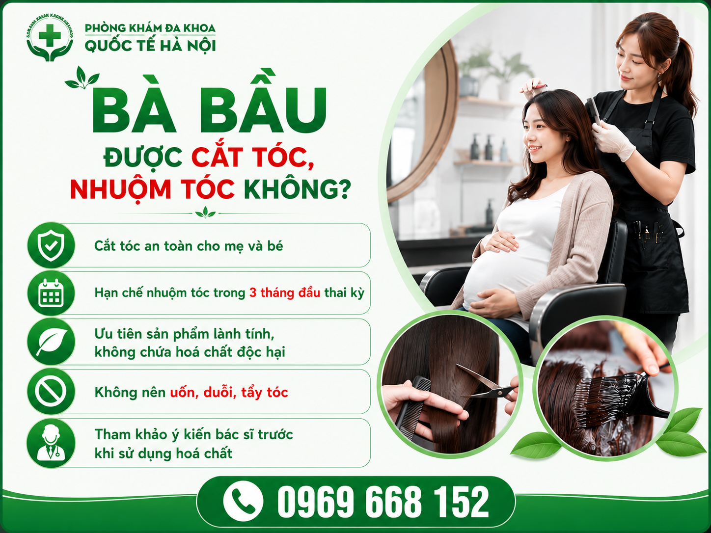 Bà bầu được cắt tóc nhuộm tóc không?