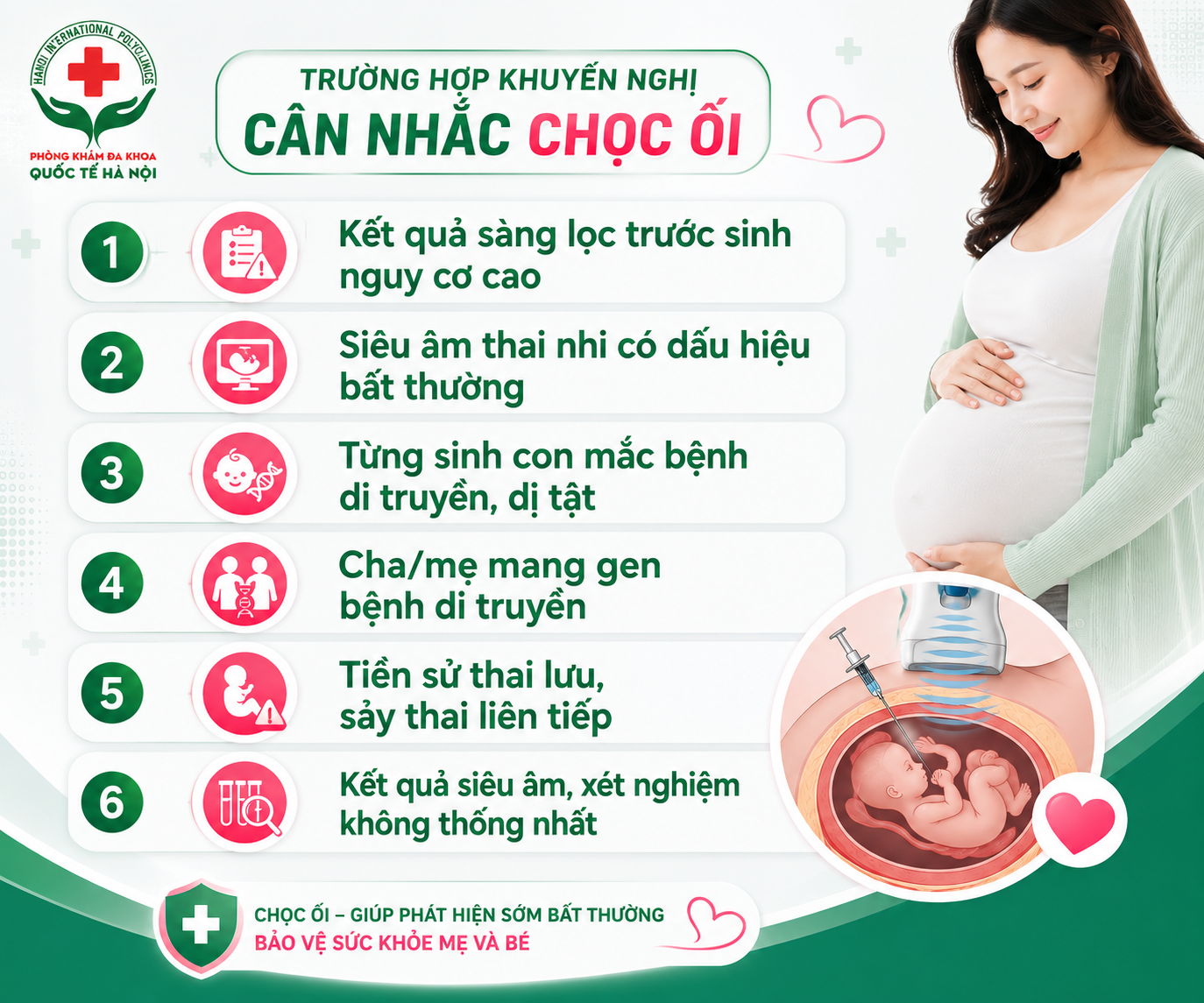 Những trường hợp được khuyến nghị cân nhắc chọc ối