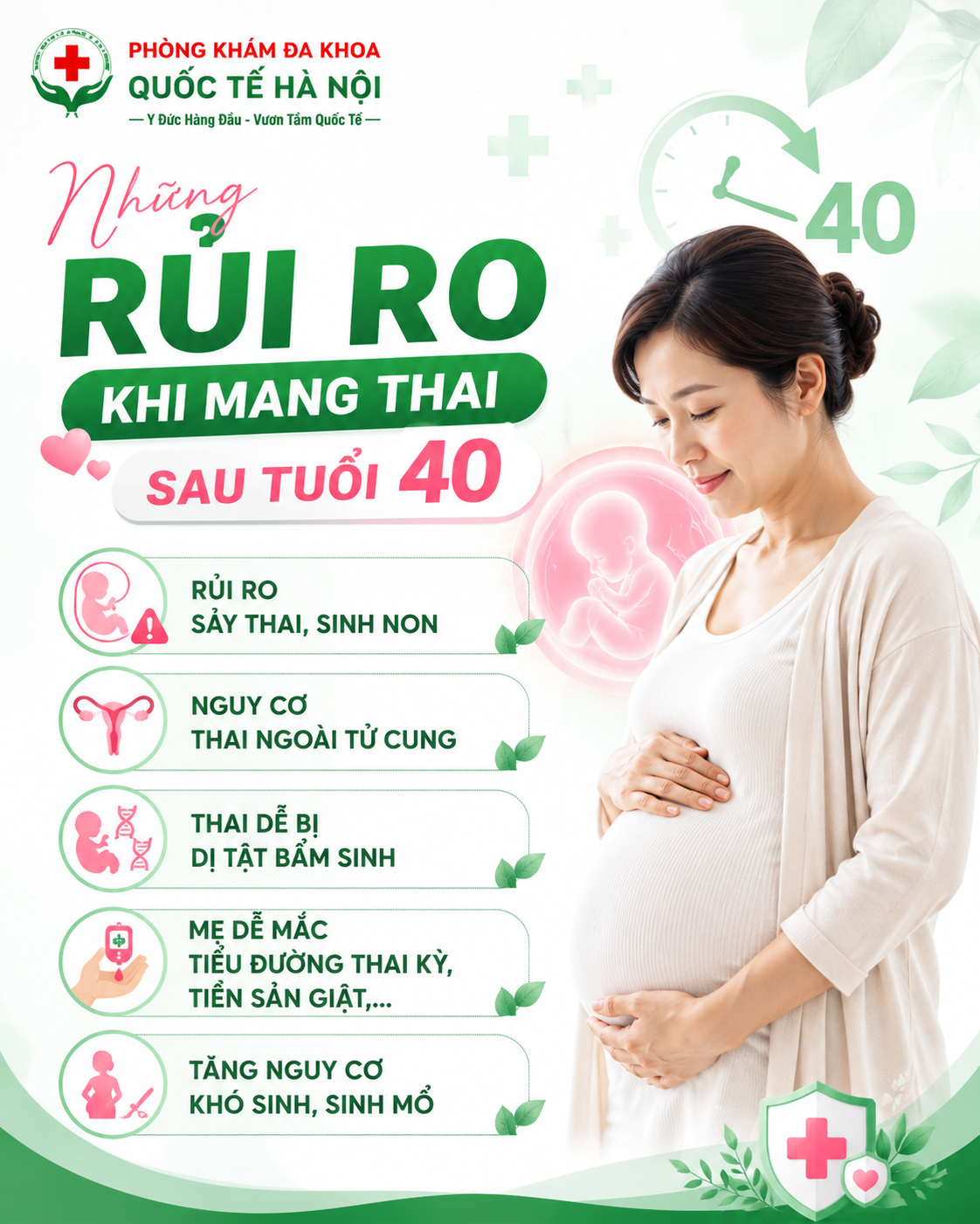 Những rủi ro khi mang thai sau tuổi 40