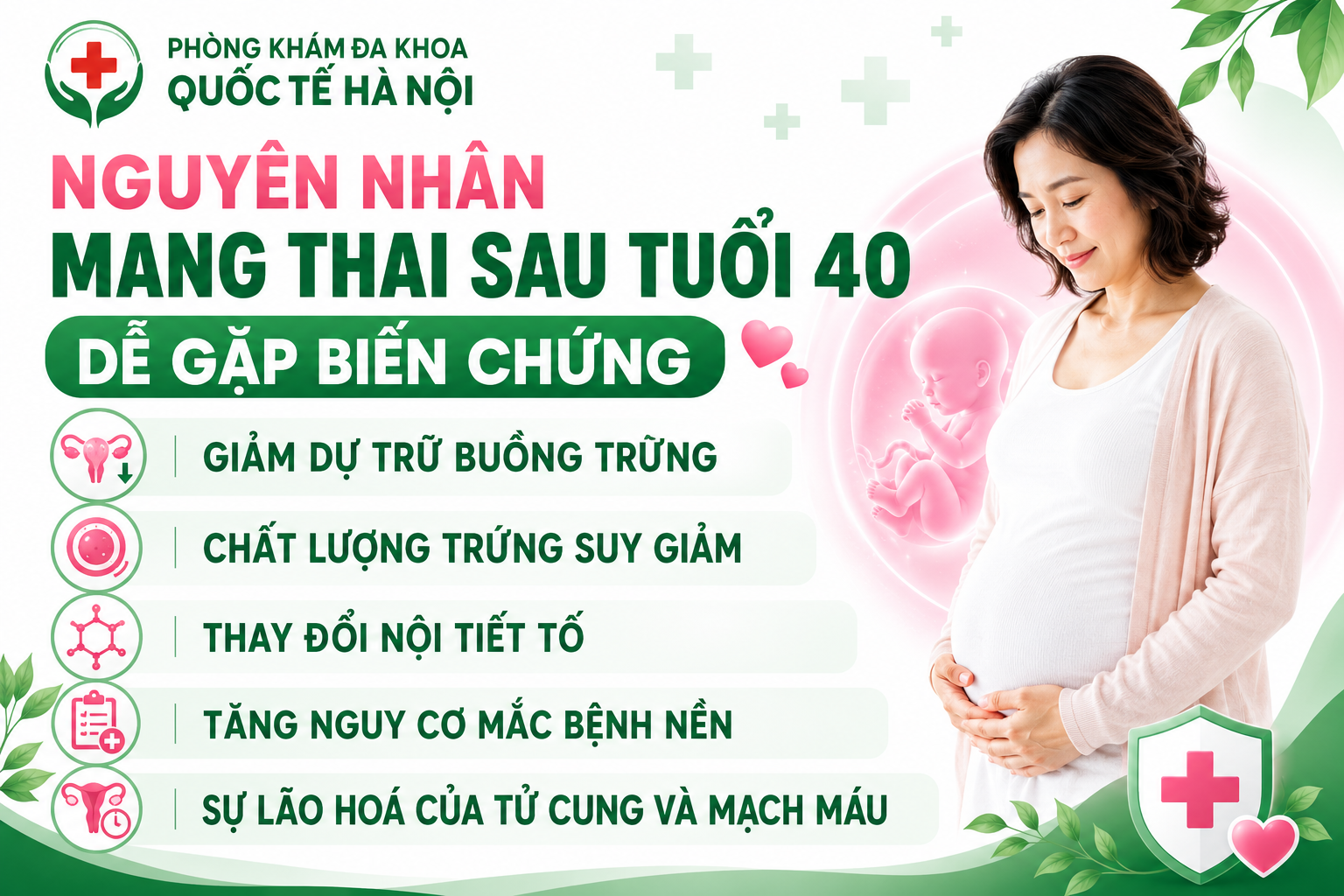Nguyên nhân mang thai sau tuổi 40 dễ gây biến chứng
